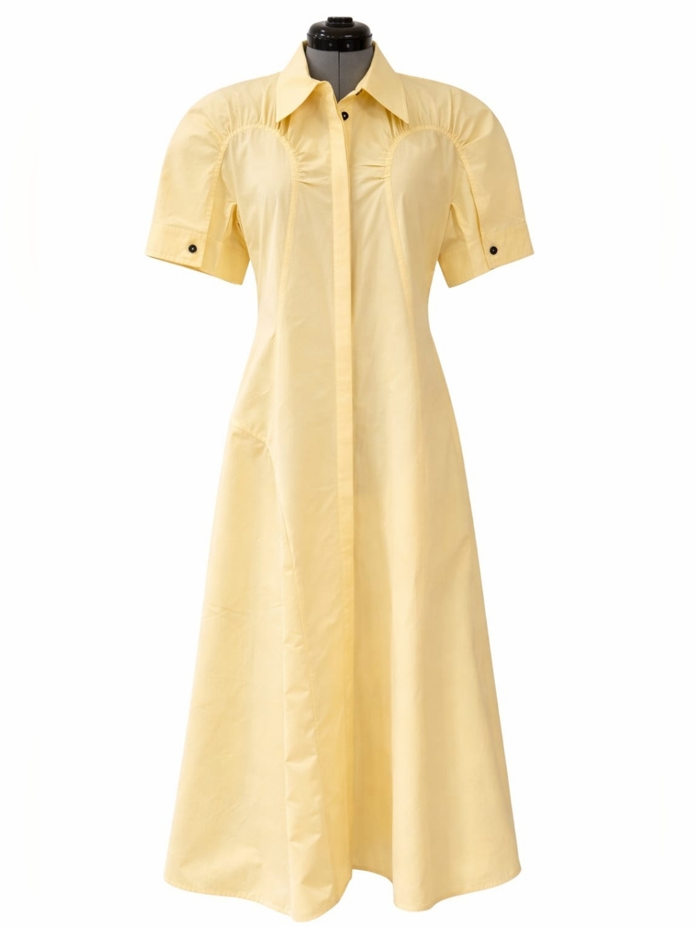 Jil Sander Butter Yellow Cotton Shirt Dress – Effortless Summer Luxury Size S-M